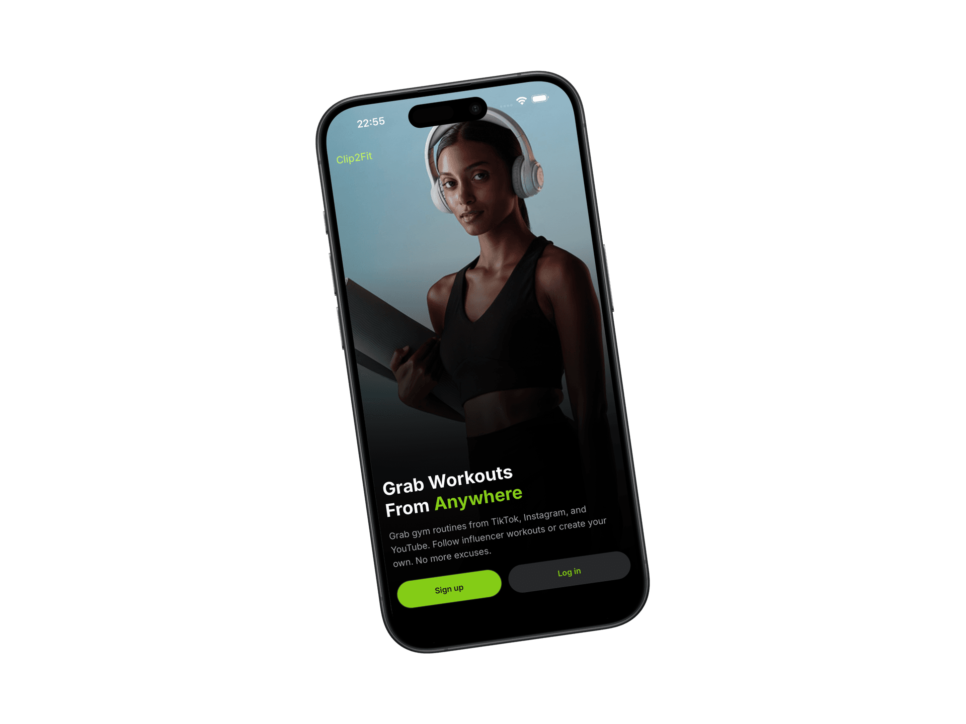 Clip2Fit app landing screen